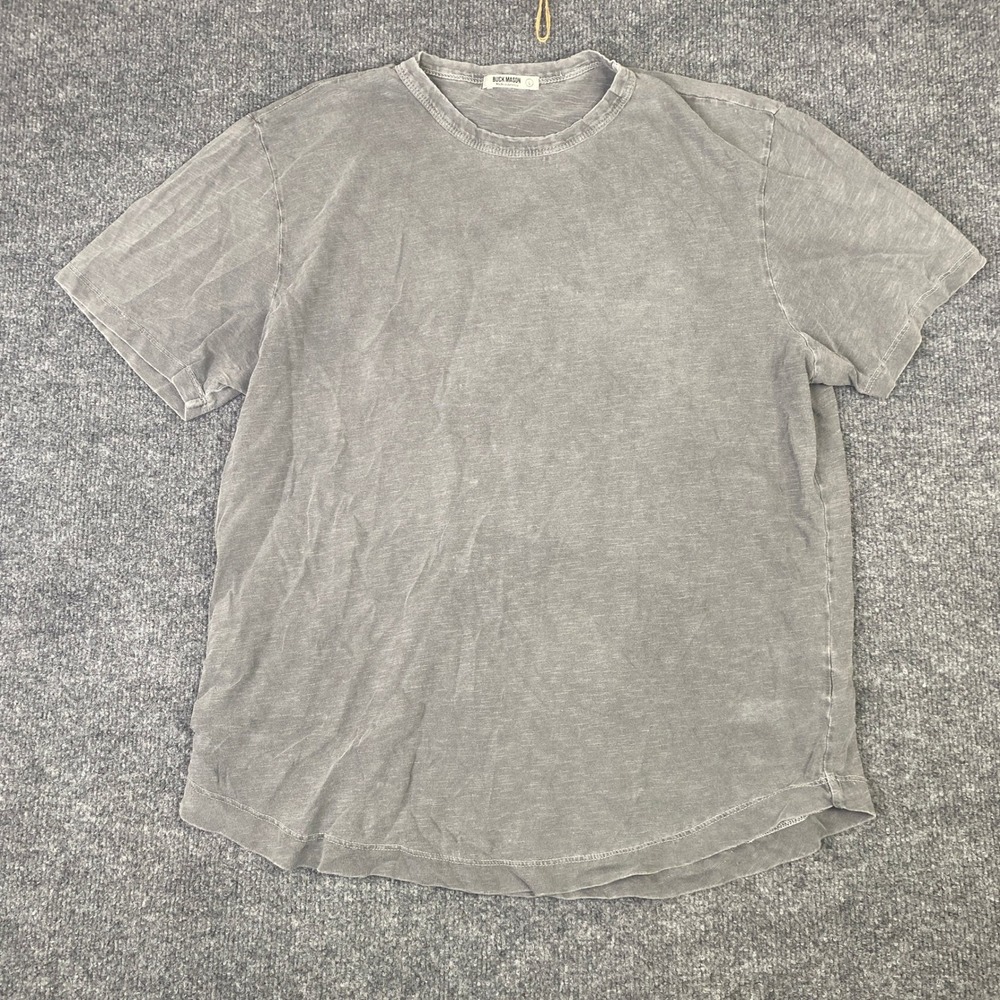 Buck Mason Mens Gray Slub Cotton Curved Hem Short Sleeve Tee Shirt L BM11001.102